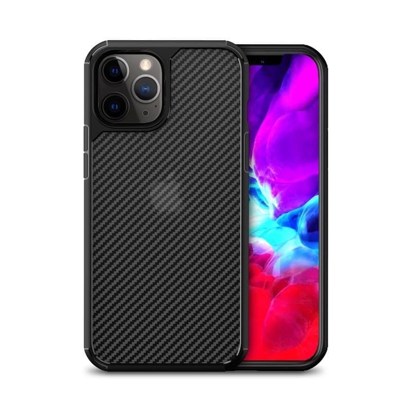 Crong Hybrid Carbon - Custodia per iPhone 12 Pro Max (Nero) - 11