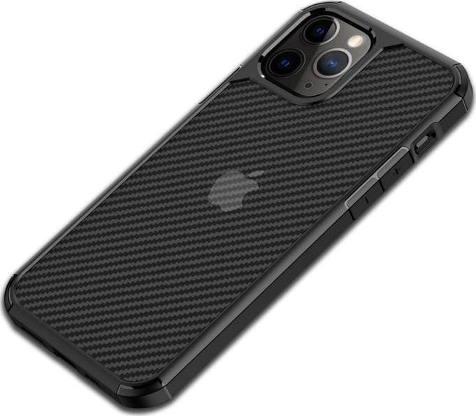 Crong Hybrid Carbon - Custodia per iPhone 12 Pro Max (Nero) - 12