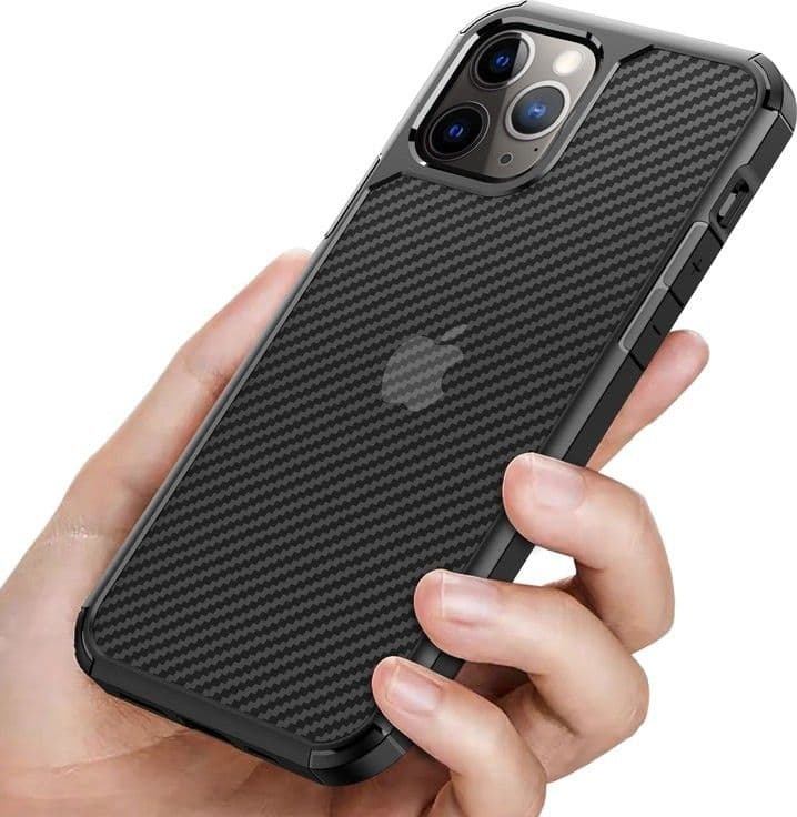 Crong Hybrid Carbon - Custodia per iPhone 12 Pro Max (Nero) - 14