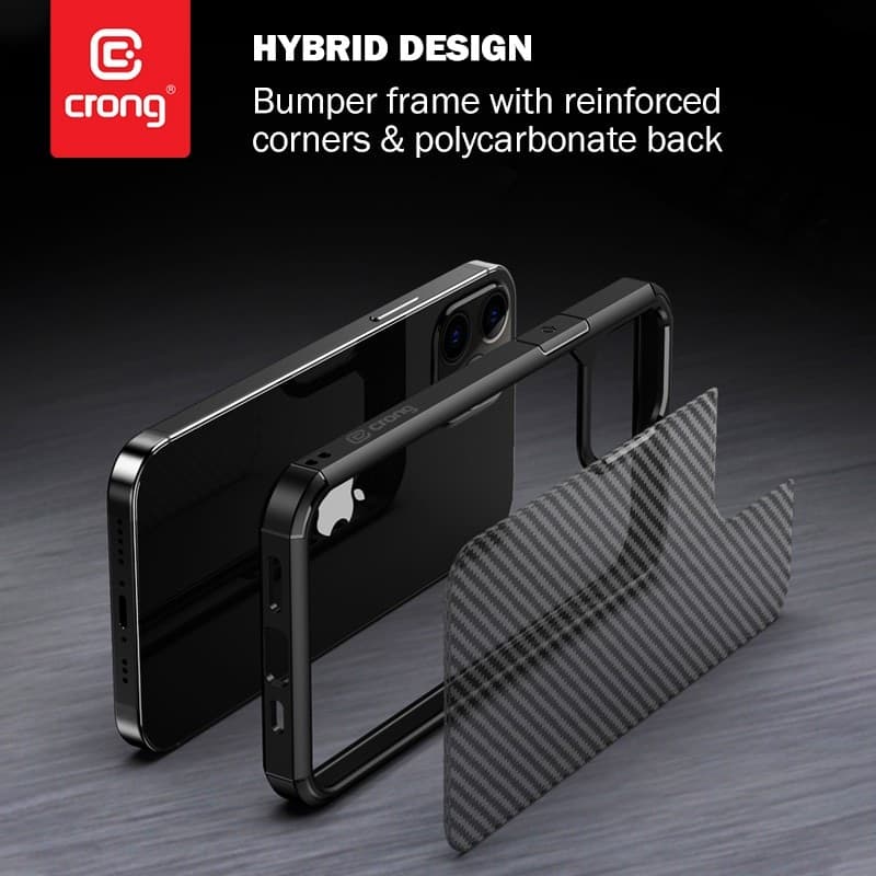 Crong Hybrid Carbon - Custodia per iPhone 12 Pro Max (Nero) - 17