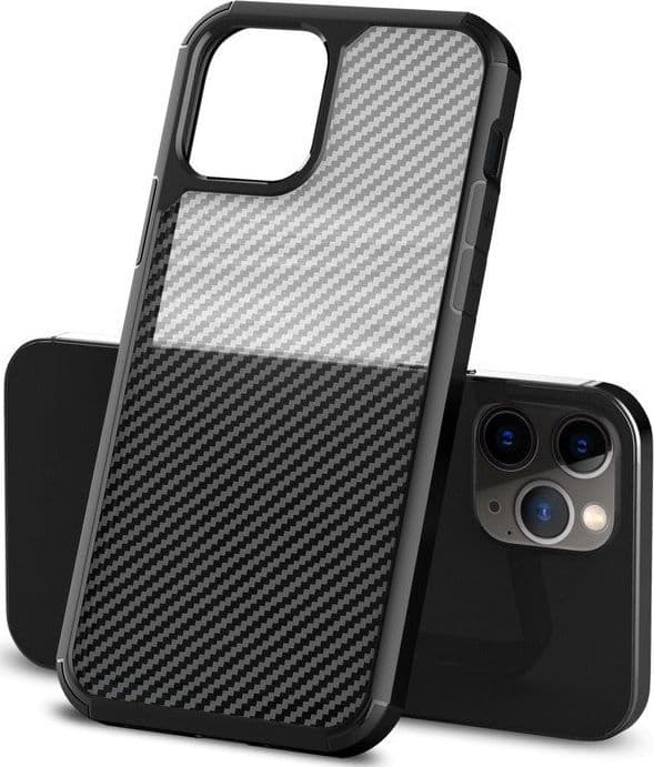 Crong Hybrid Carbon - Custodia per iPhone 12 Pro Max (Nero) - 6