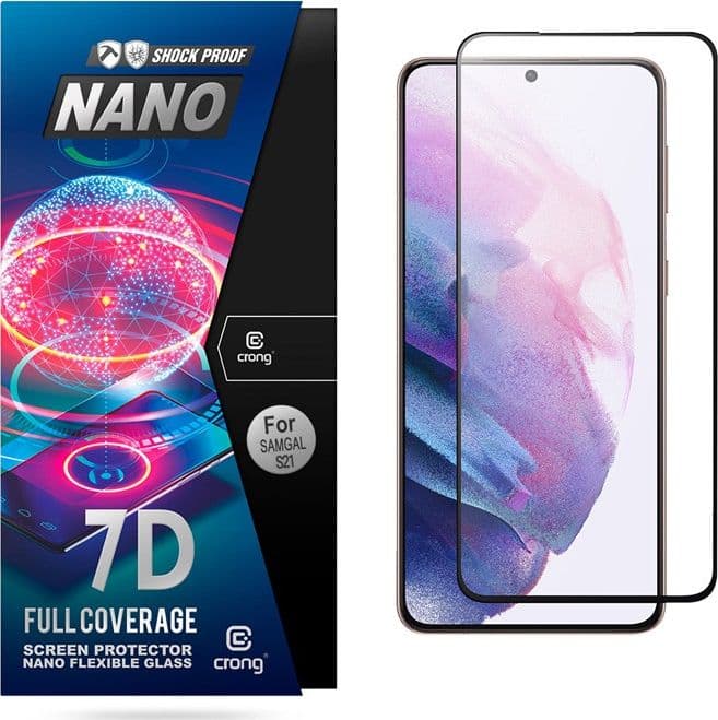 Crong 7D Nano Flexible Glass – Vetro ibrido 9H infrangibile per l'intero schermo del Samsung Galaxy S21 - 8