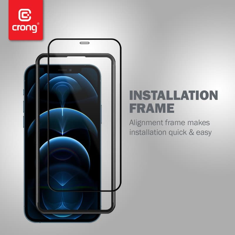 Crong Anti-Bacterial 3D Armor Glass – Vetro temperato 9H per l'intero schermo dell'iPhone 12 Mini + telaio di installazione - 6