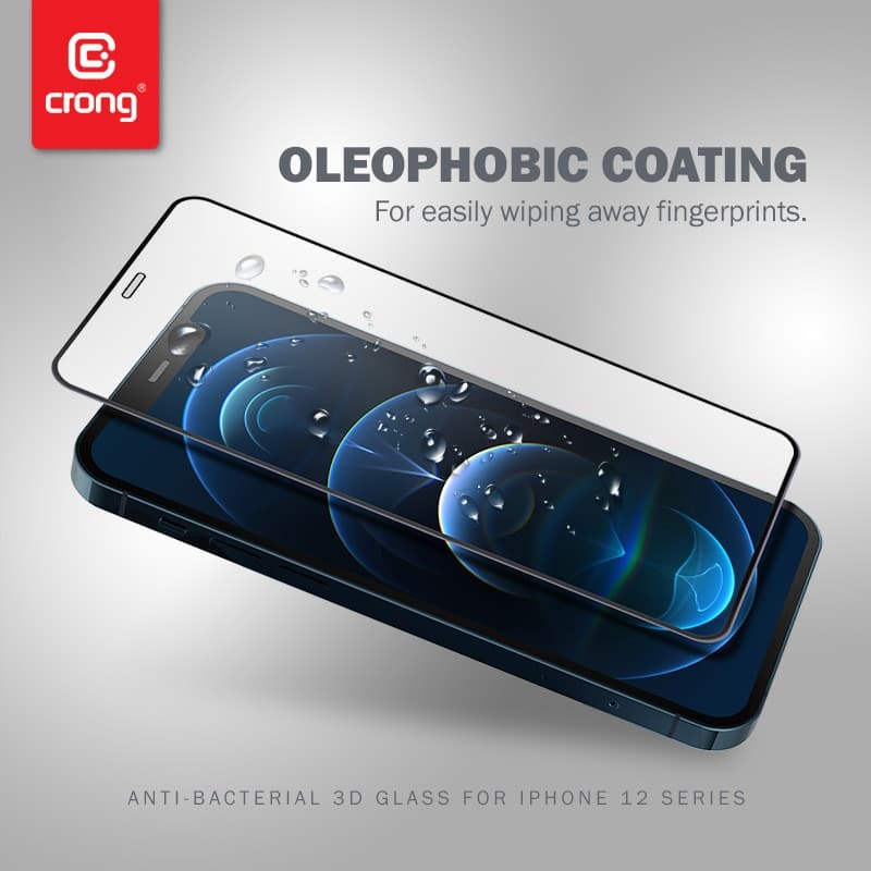 Crong Anti-Bacterial 3D Armor Glass – Vetro temperato 9H per l'intero schermo dell'iPhone 12 Mini + telaio di installazione - 7