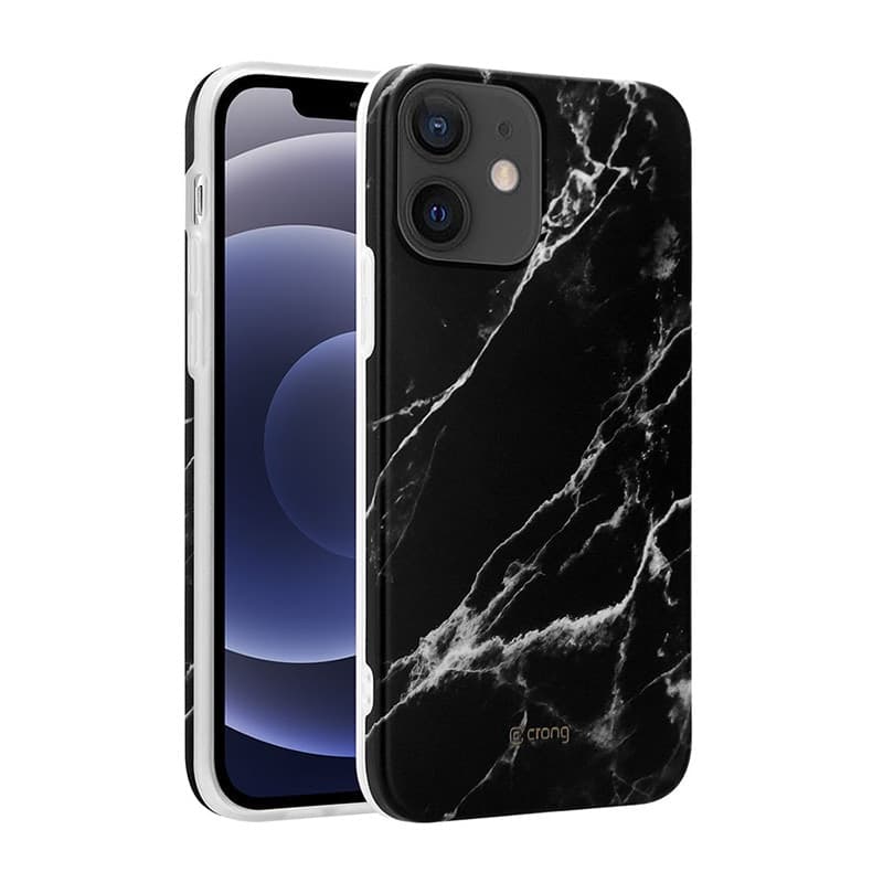 Custodia in marmo Crong - Custodia per iPhone 12 Mini (nera) - 2
