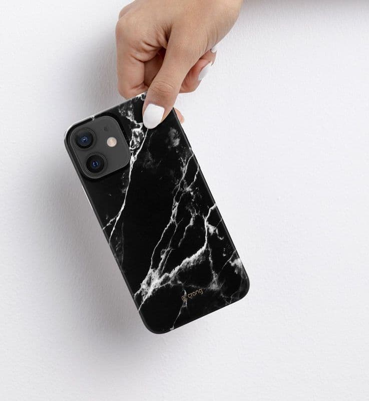 Custodia in marmo Crong - Custodia per iPhone 12 Mini (nera) - 11