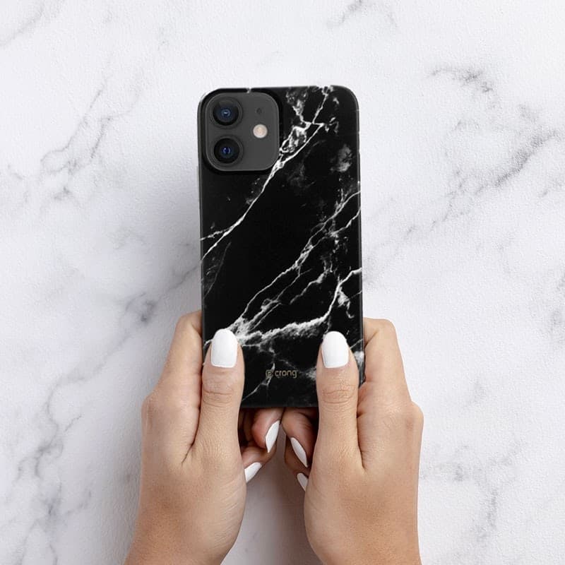 Custodia in marmo Crong - Custodia per iPhone 12 Mini (nera) - 12
