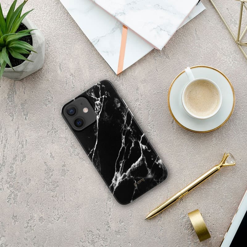 Custodia in marmo Crong - Custodia per iPhone 12 Mini (nera) - 4