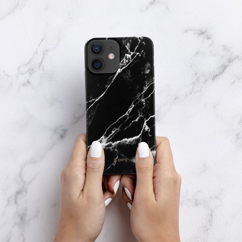 Custodia in marmo Crong - Custodia per iPhone 12 Mini (nera) - 6