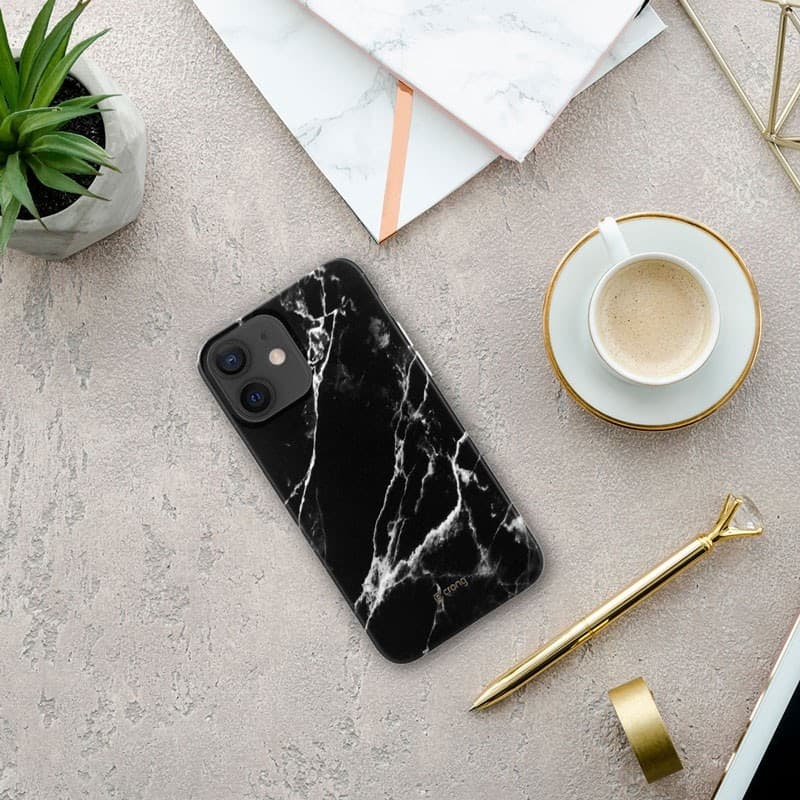 Custodia in marmo Crong - Custodia per iPhone 12 Mini (nera) - 10