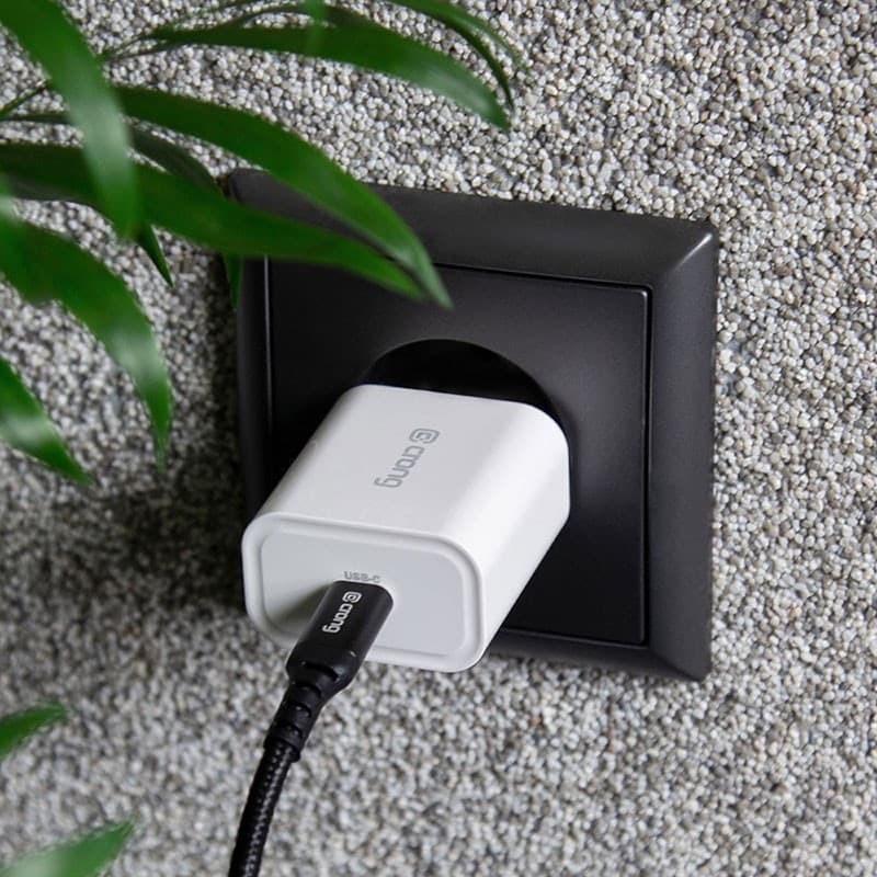 Caricabatterie da viaggio USB-C Crong – Caricabatterie da parete USB-C Power Delivery da 20 W (bianco) - 16