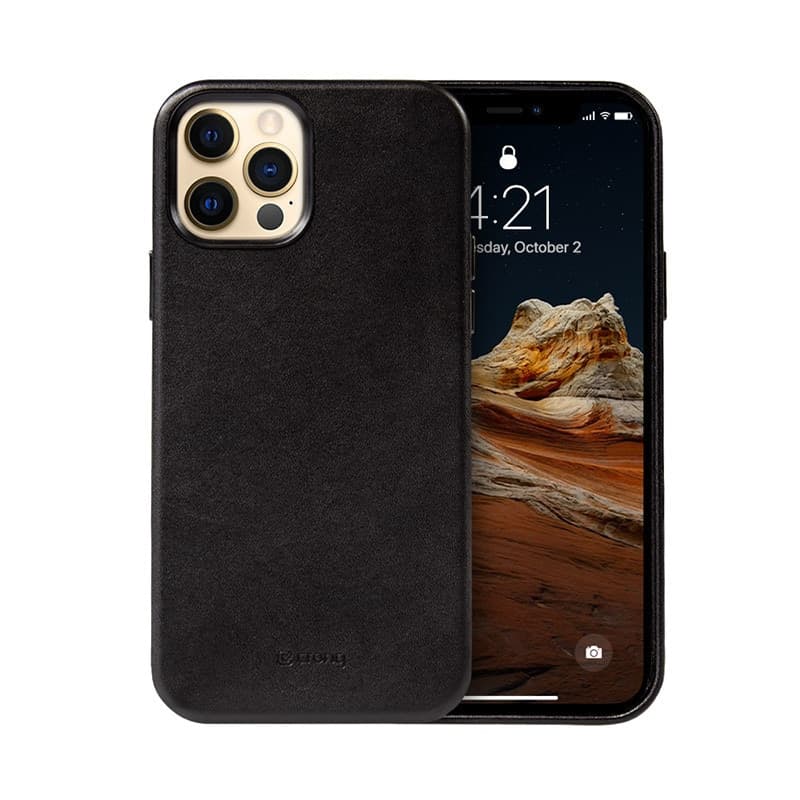 Crong Essential Cover Magnetic - Custodia in pelle MagSafe per iPhone 12 Pro Max (Nero) - 2