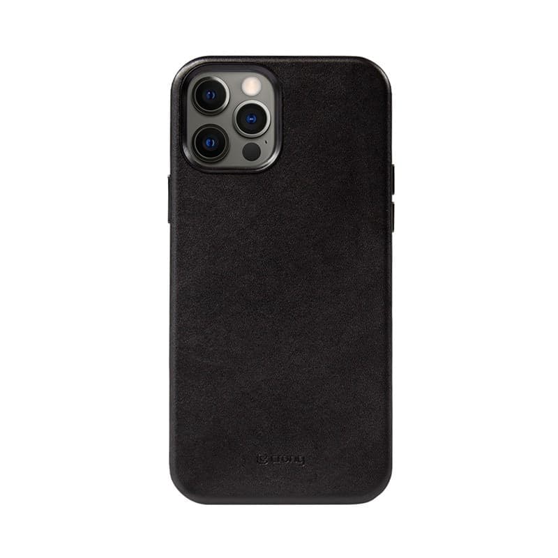 Crong Essential Cover Magnetic - Custodia in pelle MagSafe per iPhone 12 Pro Max (Nero) - 16
