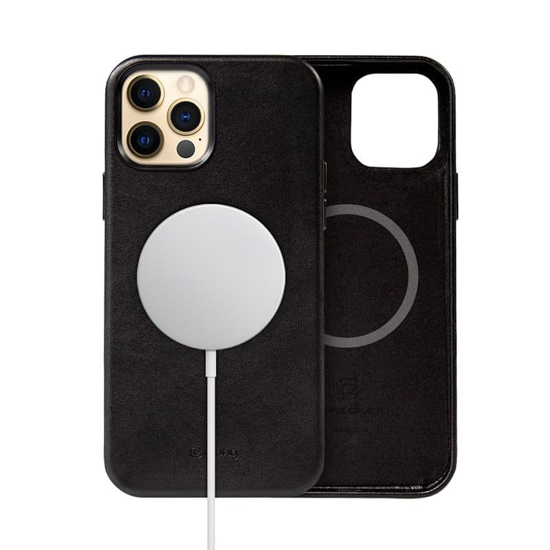 Crong Essential Cover Magnetic - Custodia in pelle MagSafe per iPhone 12 Pro Max (Nero) - 9