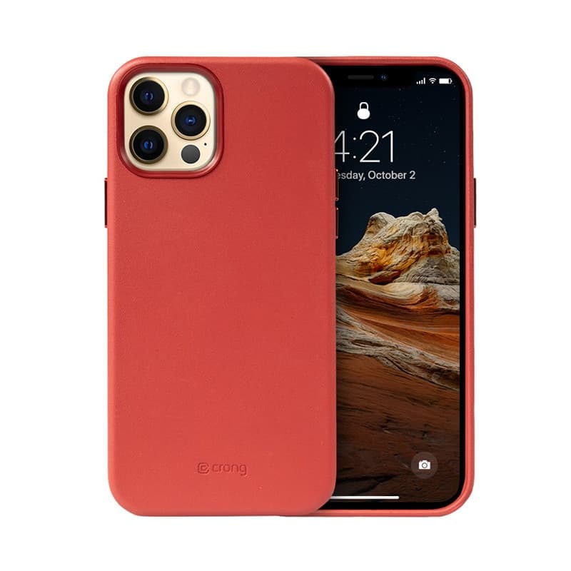 Crong Essential Cover Magnetic - Custodia in pelle MagSafe per iPhone 12 Pro Max (Rosso) - 2