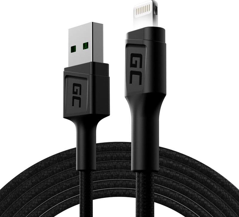 Cable Green Cell Ray USB-A - Lightning White LED 200cm with support for Apple 2.4A fast charging - 7