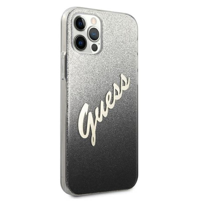 Guess Glitter Gradient Script - Case for iPhone 12 Pro Max (Black) - 12