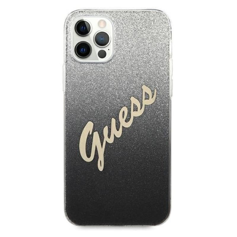 Guess Glitter Gradient Script - Case for iPhone 12 Pro Max (Black) - 3