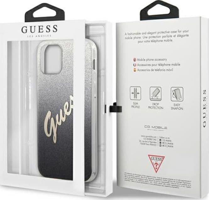 Guess Glitter Gradient Script - Case for iPhone 12 Pro Max (Black) - 8