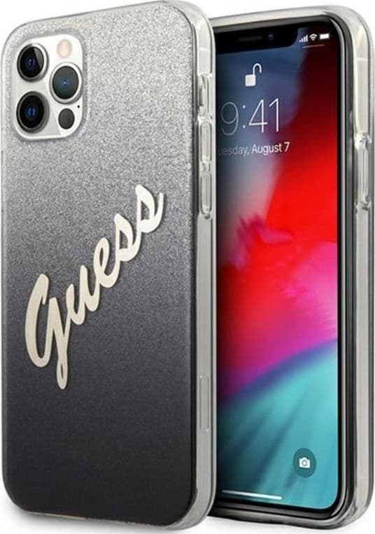 Guess Glitter Gradient Script - Case for iPhone 12 Pro Max (Black) - 9