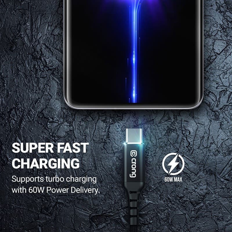Crong Armor Link - Cavo USB-C a USB-C da 60 W PD 3 A, 150 cm (nero) - 11