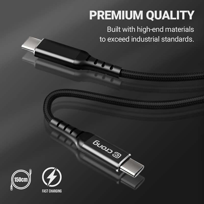 Crong Armor Link - Cavo USB-C a USB-C da 60 W PD 3 A, 150 cm (nero) - 10