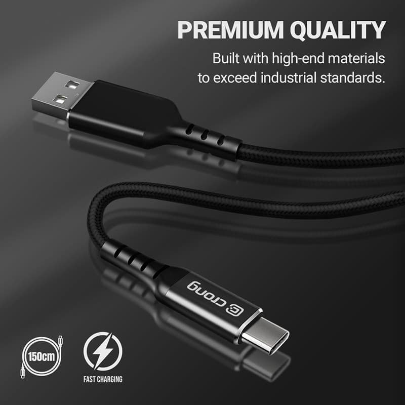 Crong Armor Link - Cavo USB-A a USB-C 60W PD 3A 150cm (nero) - 5