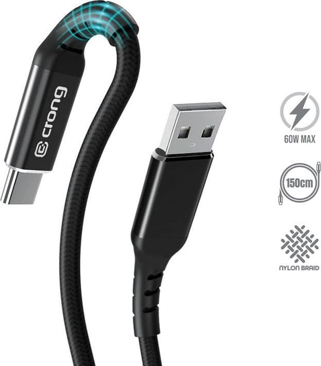 Crong Armor Link - Cavo USB-A a USB-C 60W PD 3A 150cm (nero) - 8