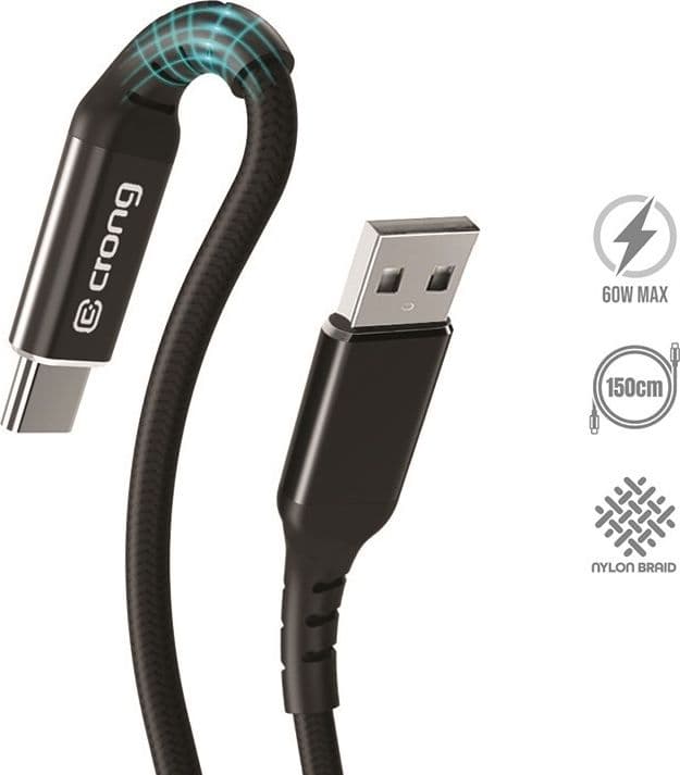 Crong Armor Link - Cavo USB-A a USB-C 60W PD 3A 150cm (nero) - 9