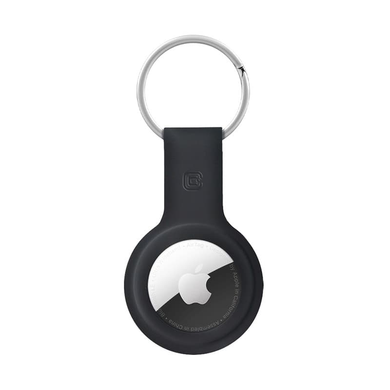 Custodia in silicone Crong con portachiavi – Custodia protettiva portachiavi per Apple AirTag 1/2 (nero) - 2
