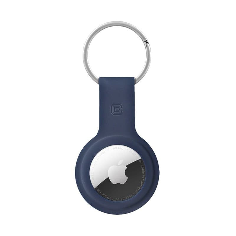 Custodia in silicone Crong con portachiavi – Custodia protettiva portachiavi per Apple AirTag 1/2 (blu navy) - 12