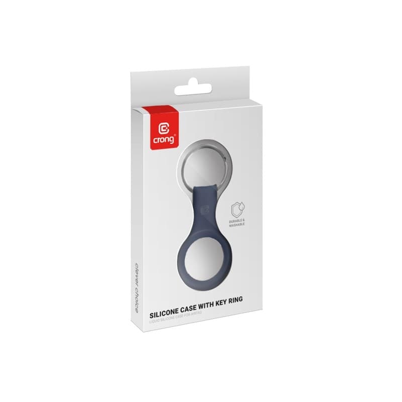 Custodia in silicone Crong con portachiavi – Custodia protettiva portachiavi per Apple AirTag 1/2 (blu navy) - 20