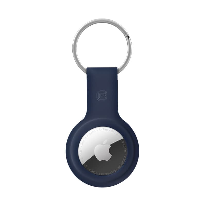 Custodia in silicone Crong con portachiavi – Custodia protettiva portachiavi per Apple AirTag 1/2 (blu navy) - 4