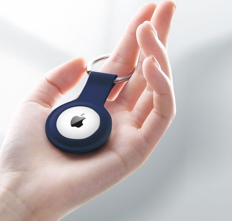 Custodia in silicone Crong con portachiavi – Custodia protettiva portachiavi per Apple AirTag 1/2 (blu navy) - 7