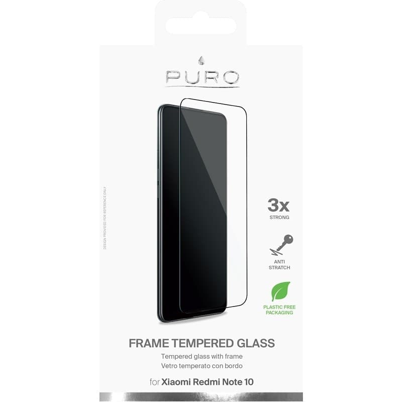 PURO Frame Tempered Glass - Xiaomi Redmi Note 10 Tempered Glass Protective Glass (Black Frame) - 6