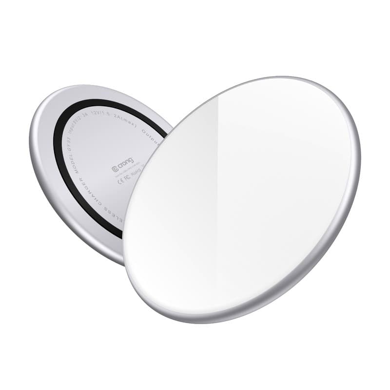 Caricabatterie wireless rapido Crong PowerSpot – Caricabatterie wireless Qi USB-C in alluminio da 15 W con rivestimento in vetro