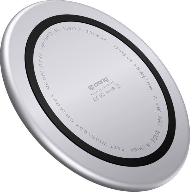 Caricabatterie wireless rapido Crong PowerSpot – Caricabatterie wireless Qi USB-C in alluminio da 15 W con rivestimento in vetro - 12