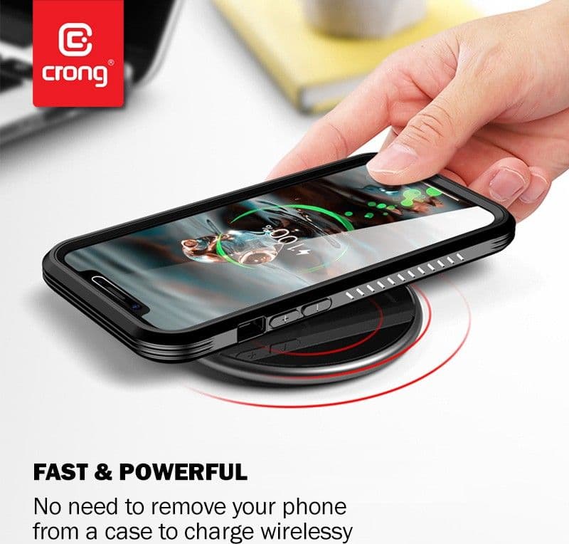 Caricabatterie wireless rapido Crong PowerSpot – Caricabatterie wireless Qi USB-C in alluminio da 15 W con rivestimento in vetro - 17