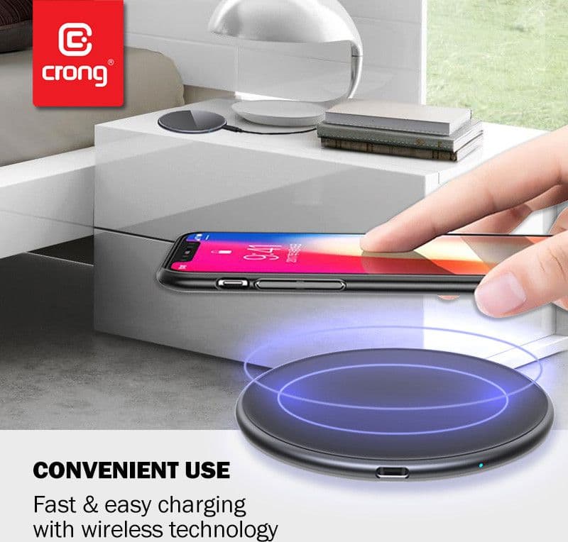 Caricabatterie wireless rapido Crong PowerSpot – Caricabatterie wireless Qi USB-C in alluminio da 15 W con rivestimento in vetro - 9