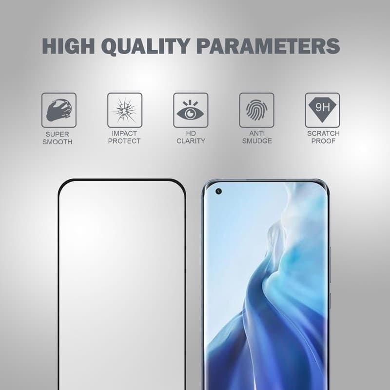 Crong 3D Armor Glass - Vetro temperato 9H Full Glue per Xiaomi Mi 11 Schermo intero + Telaio di installazione - 6
