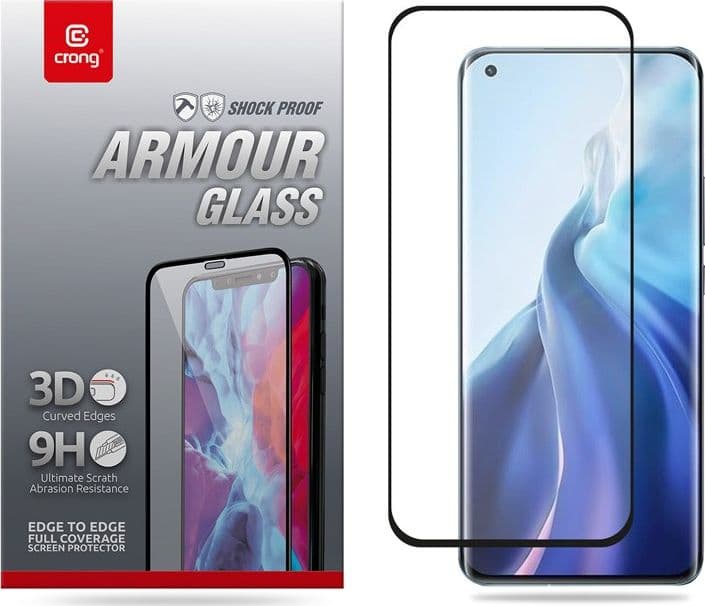 Crong 3D Armor Glass - Vetro temperato 9H Full Glue per Xiaomi Mi 11 Schermo intero + Telaio di installazione - 8