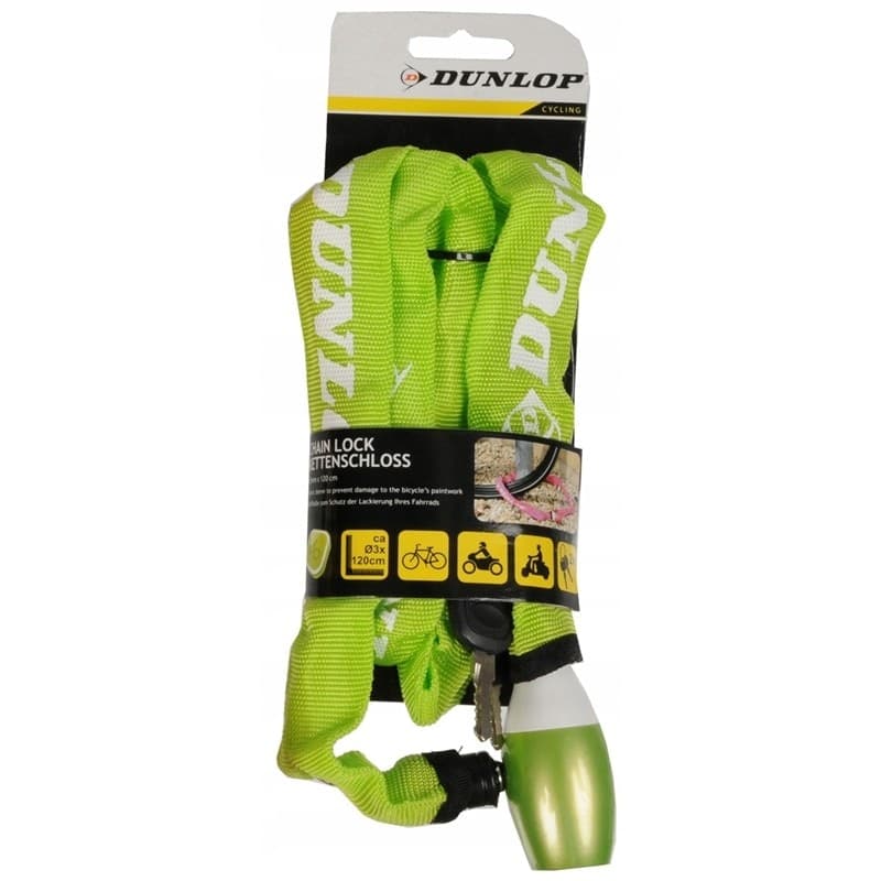 Dunlop - Bike lock with chain lock 120cm (Green) - 2