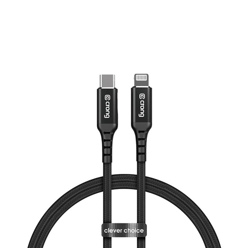 Crong Armor Link - Cavo MFi di ricarica rapida USB-C Lightning da 150 cm (nero) - 3