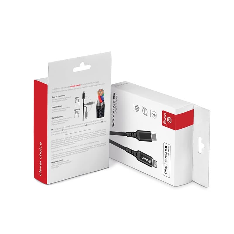 Crong Armor Link - Cavo MFi di ricarica rapida USB-C Lightning da 150 cm (nero) - 8
