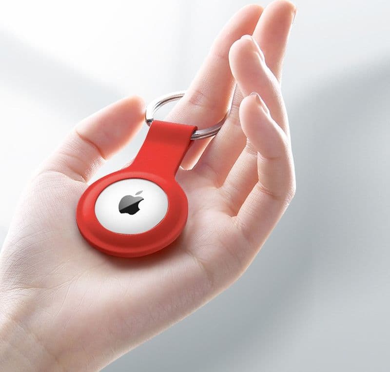 Custodia in silicone Crong con portachiavi – Custodia protettiva portachiavi per Apple AirTag 1/2 (rosso) - 17
