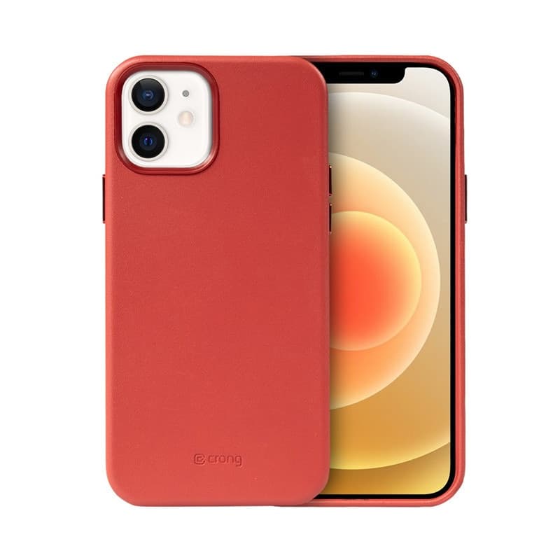 Crong Essential Cover Magnetic - Custodia in pelle MagSafe per iPhone 12 / iPhone 12 Pro (Rosso) - 2