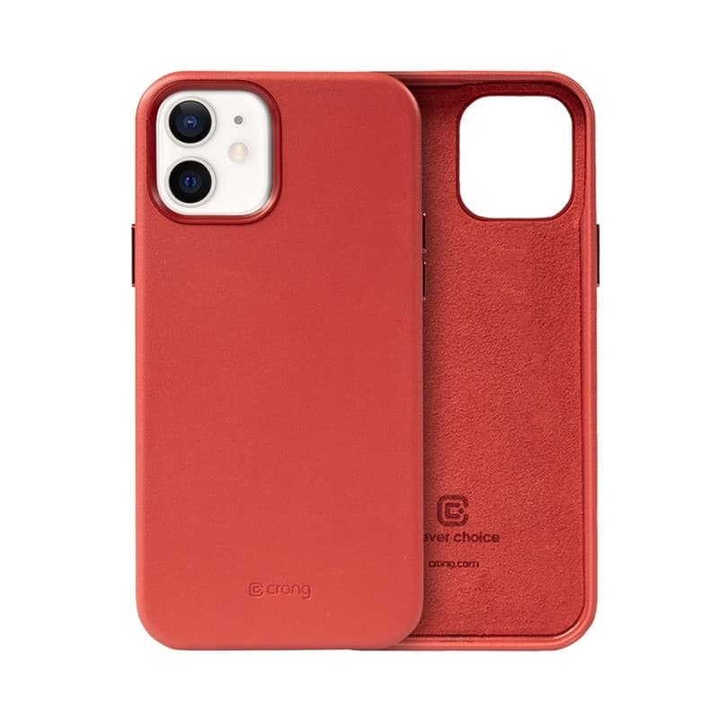 Crong Essential Cover - Custodia in pelle PU per iPhone 12 / iPhone 12 Pro (rosso) - 2