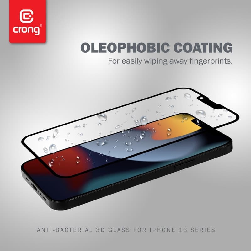 Crong Anti-Bacterial 3D Armor Glass – Vetro temperato 9H per schermo intero iPhone 14 Plus / iPhone 13 Pro Max + telaio di insta - 7