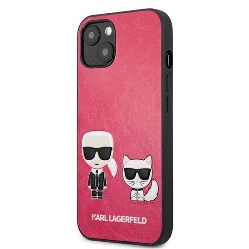 Karl Lagerfeld PU Leather Karl & Choupette Embossed - Case for iPhone 13 Mini (Fuchsia) - 2