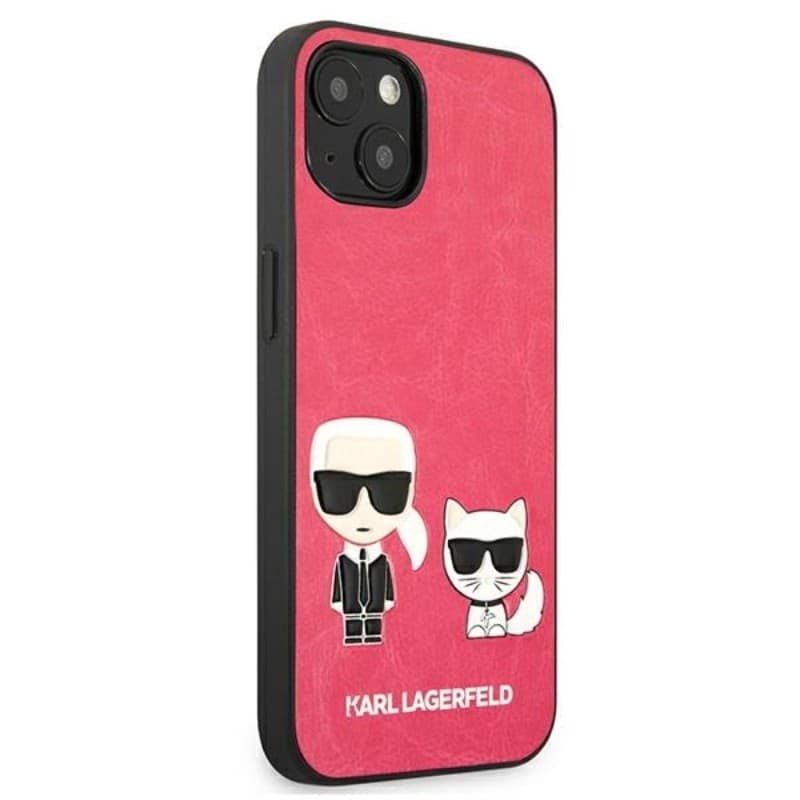 Karl Lagerfeld PU Leather Karl & Choupette Embossed - Case for iPhone 13 Mini (Fuchsia) - 12